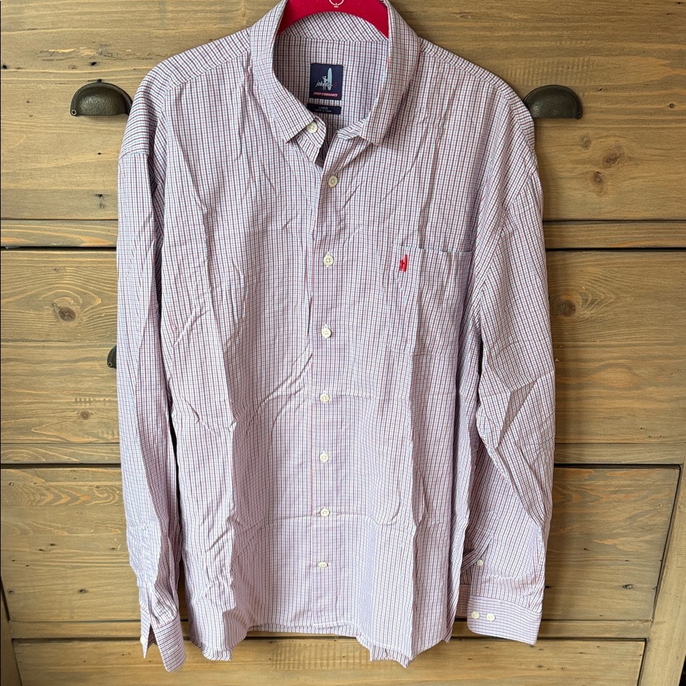 johnnie-O Men's Red, Blue and White Plaid Shirt sz L